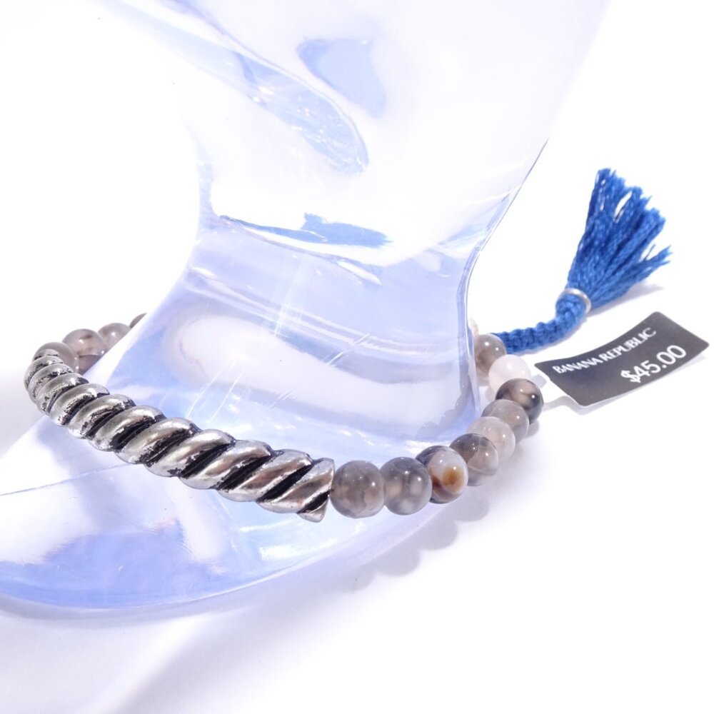 NWT Banana Republic Silver Twisted Tassel Bracelet BLUE NWT 45.00 - Picture 5 of 6